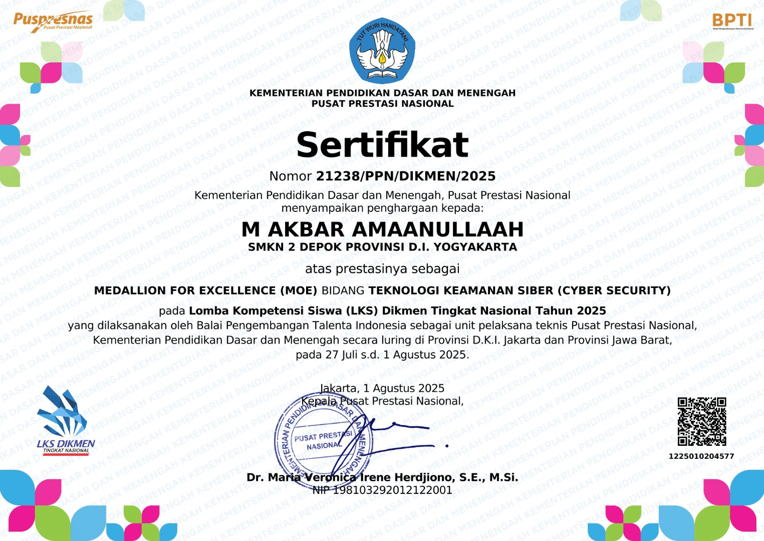 Medallion For Excellence