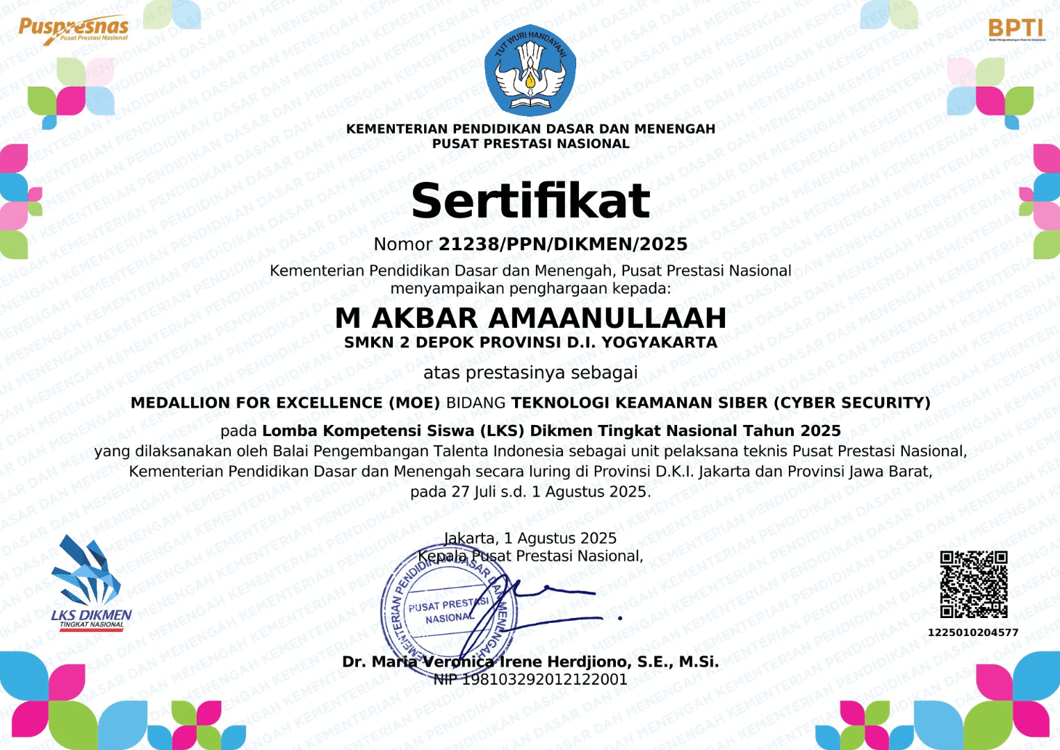 Medallion For Excellence